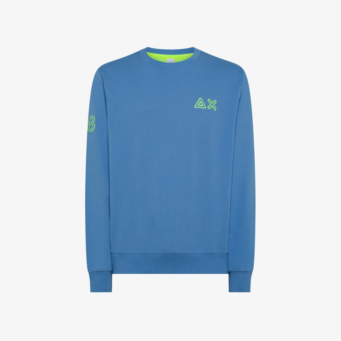 Fashion Felpa in cotone avio con logo fluo Uomo Felpe