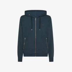 Best Felpa in cotone blu navy con cappuccio e zip Uomo Beachwear Uomo