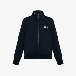 Sale Felpa in cotone con zip blu navy Bambino Felpe