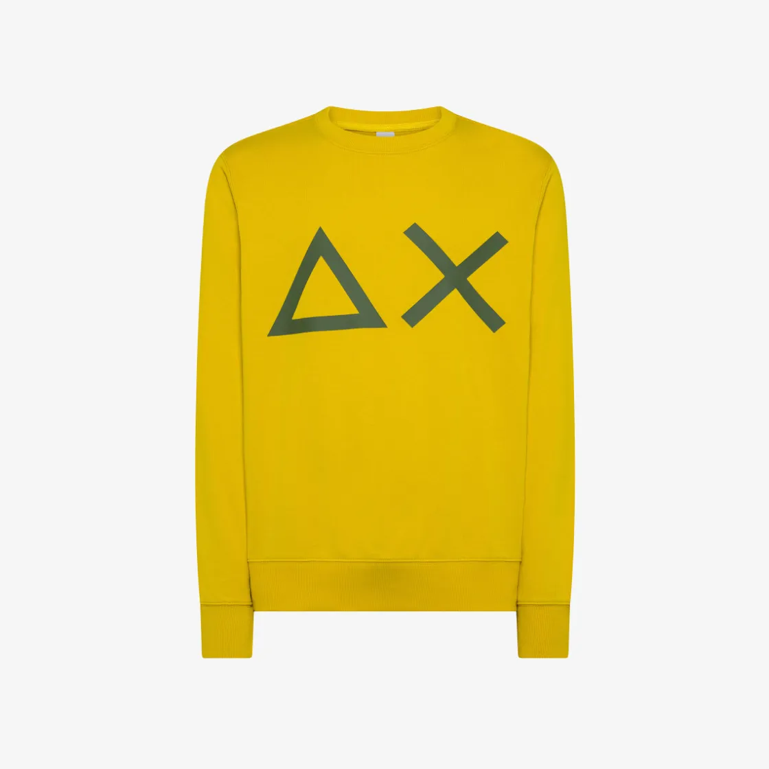 Clearance Felpa in cotone giallo con maxi logo Uomo Felpe