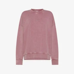 Clearance Felpa in cotone rosa scuro con trattamento marble Donna Felpe