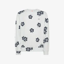 Best Felpa in cotone stampato bianco panna Uomo Beachwear Uomo