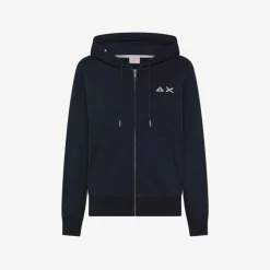 Fashion Gilet in felpa blu navy con cappuccio Donna Felpe