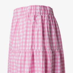 Discount Gonna in cotone check fucsia e bianco Donna Gonne