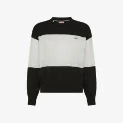 Clearance Maglia color block in cotone bianco panna e nero Donna Maglie