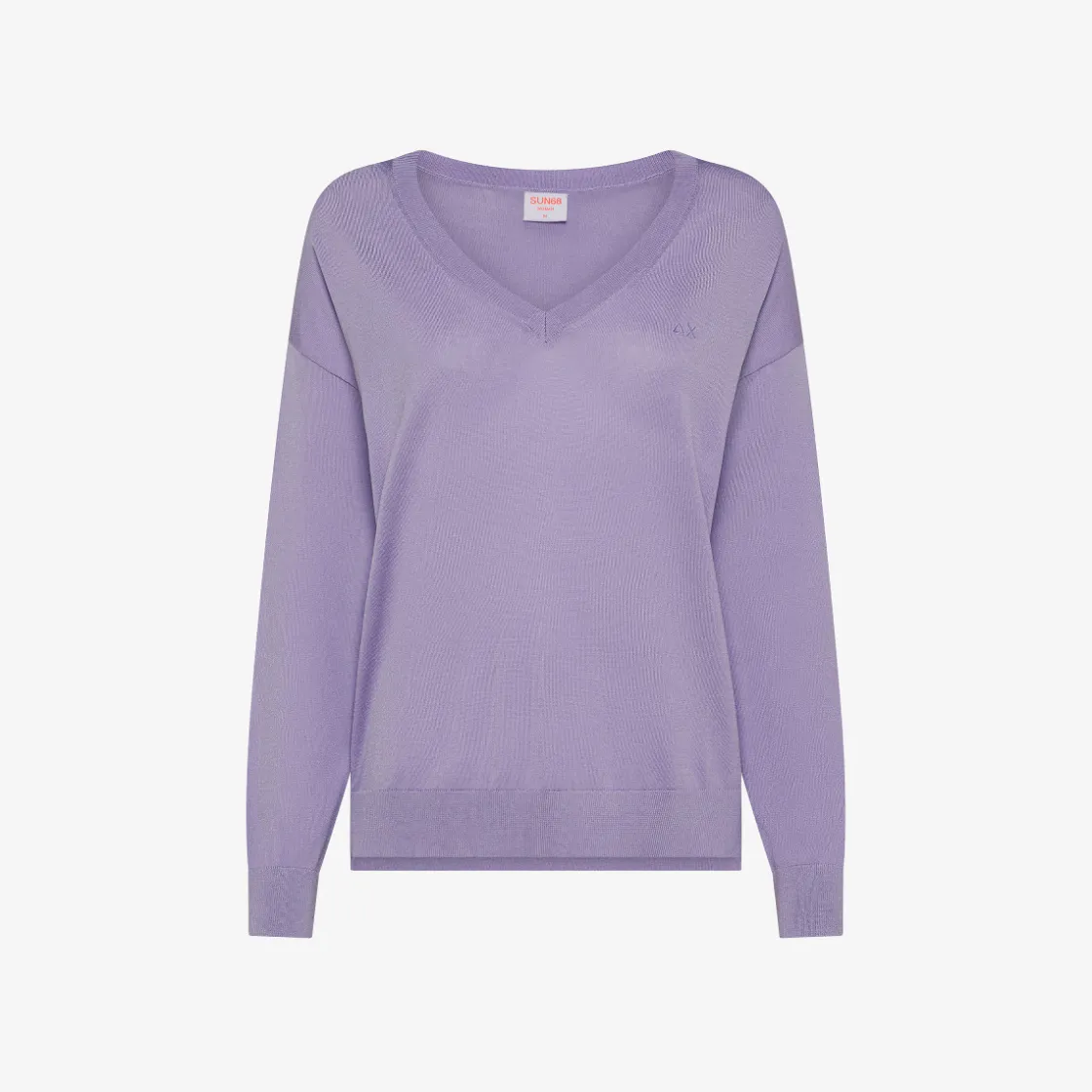 New Maglia con scollo a V ciclamino con logo ricamato Donna Maglie