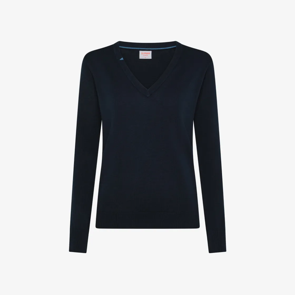 Online Maglia con scollo a V in cotone blu navy Donna Maglie