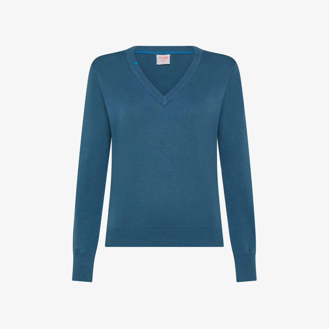 Outlet Maglia con scollo a V in cotone avio scuro Donna Maglie