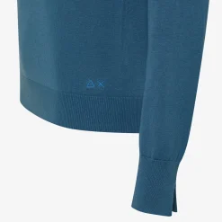 Outlet Maglia con scollo a V in cotone avio scuro Donna Maglie