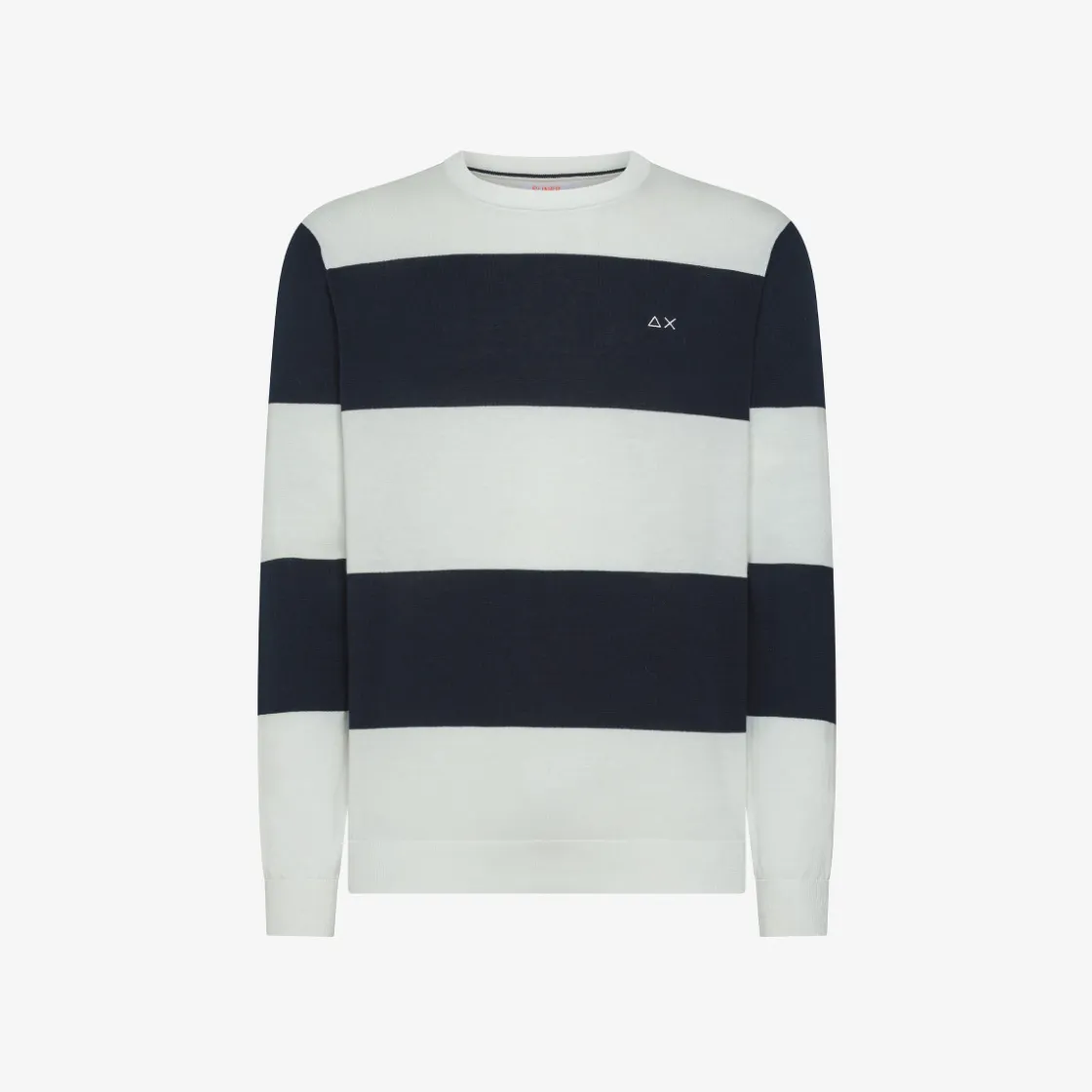 Outlet Maglia in cotone a righe bianco panna e blu navy Uomo Maglie