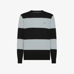 Discount Maglia in cotone a righe nero e grigio chiaro Uomo Maglie