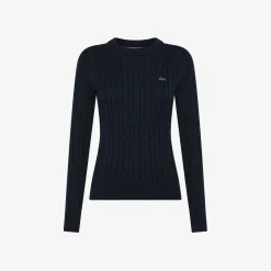 Sale Maglia in cotone a trecce blu navy Donna Maglie