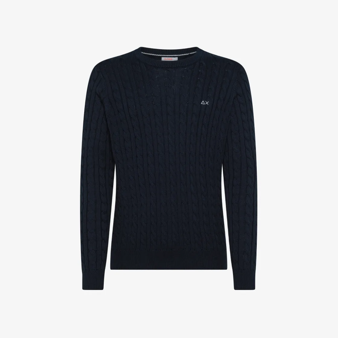 Outlet Maglione in cotone a trecce blu navy Uomo Maglie