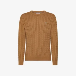Discount Maglione in cotone a trecce cammello Uomo Maglie