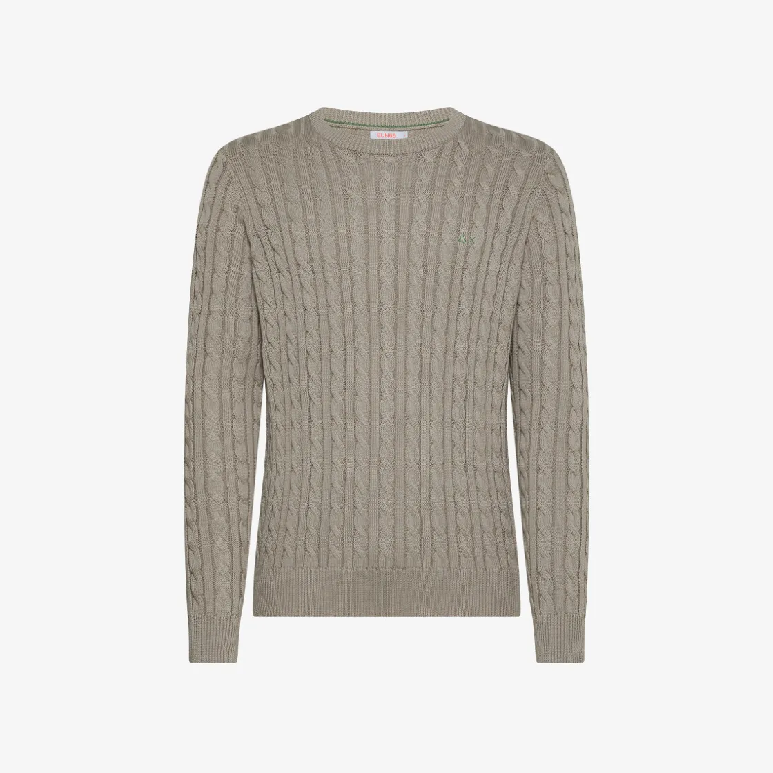 Outlet Maglione in cotone a trecce stone Uomo Maglie