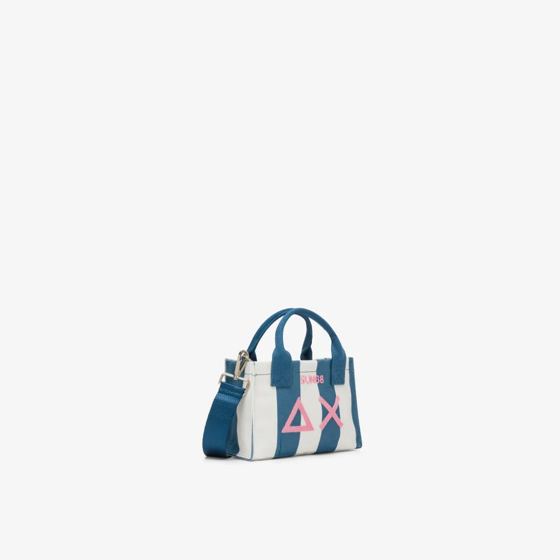 Hot Mini bag in cotone a pois avio scuro e bianchi Donna Borse|Accessori Donna