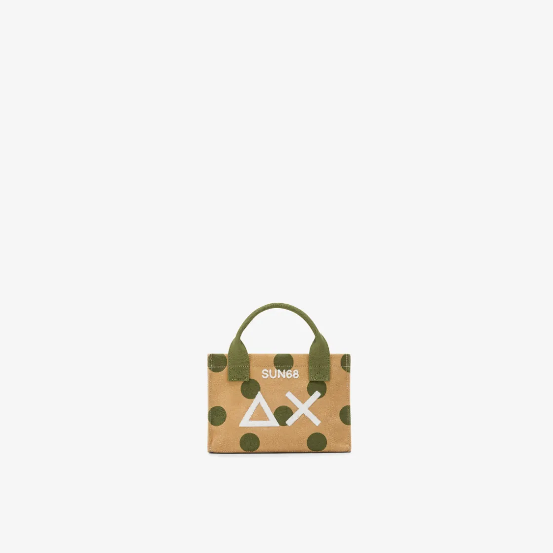 Sale Mini bag in cotone a pois beige e verde scuro Donna Borse|Accessori Donna