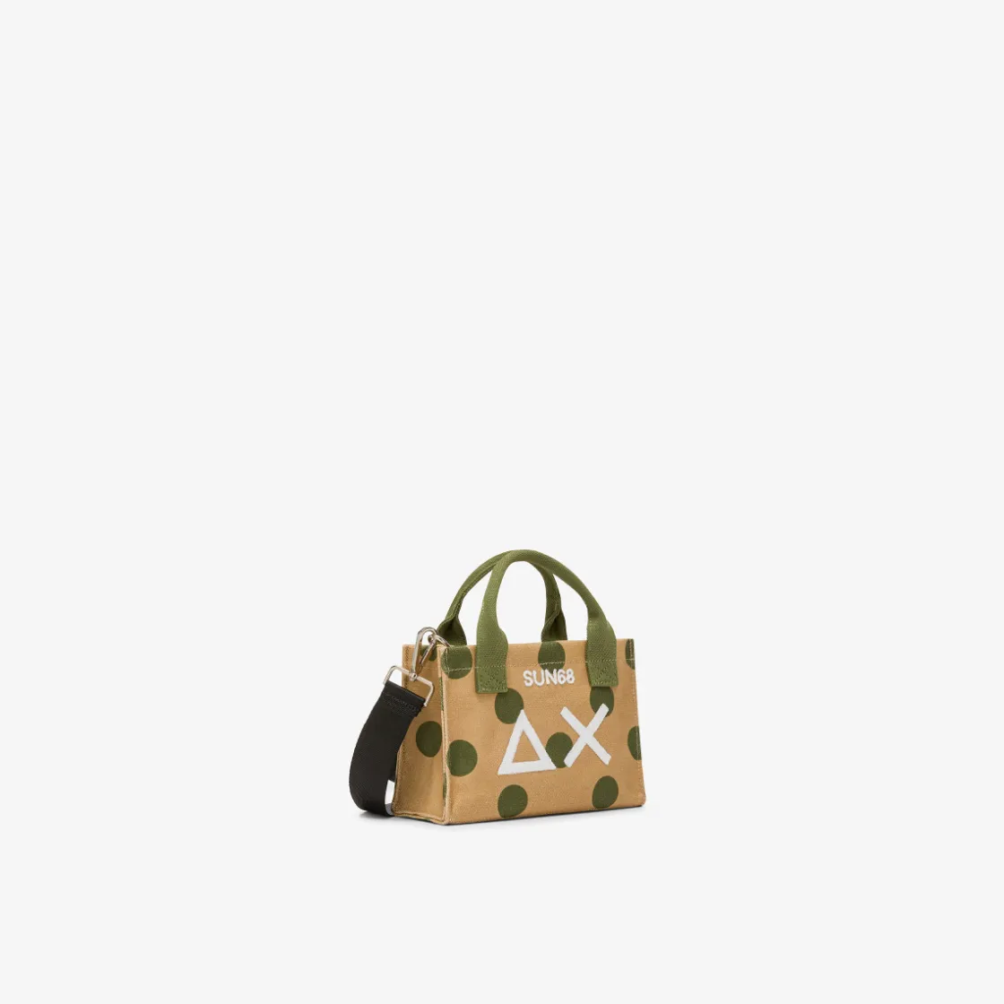 Sale Mini bag in cotone a pois beige e verde scuro Donna Borse|Accessori Donna