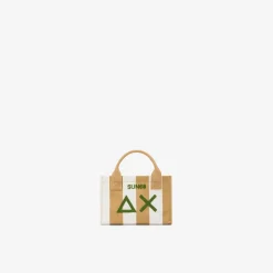 Hot Mini bag in cotone a pois beige e bianchi Donna Borse|Accessori Donna