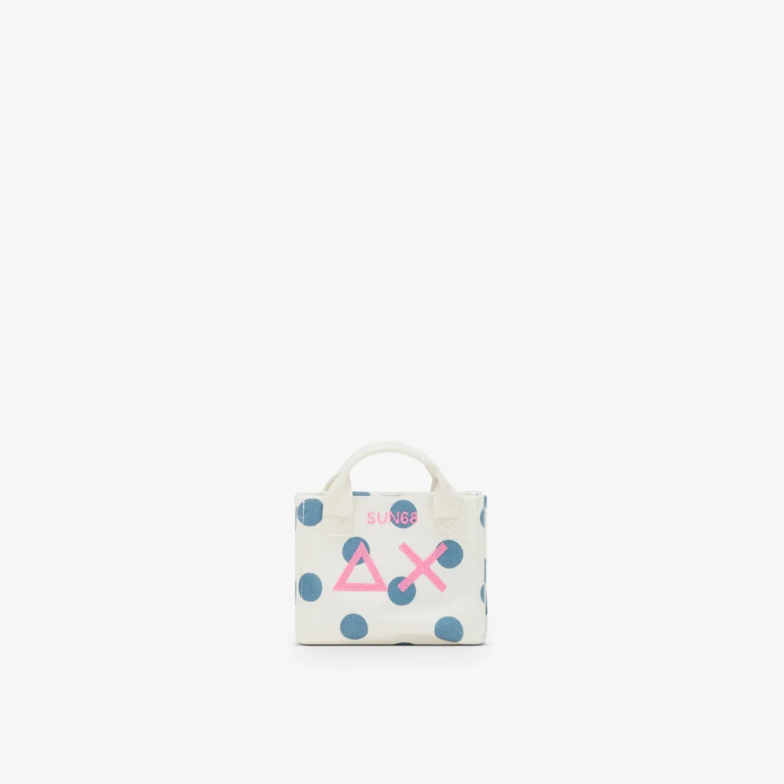 Hot Mini bag in cotone a pois bianchi panna e avio scuro Donna Borse|Accessori Donna