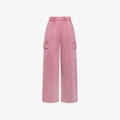Clearance Pantaloni cargo in felpa rosa scuro con trattamento marble Donna Pantaloni|Felpe