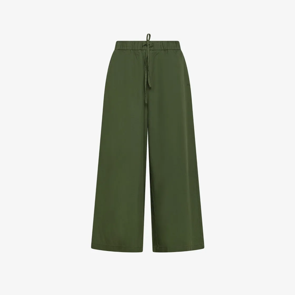 New Pantaloni in cotone verde scuro con coulisse Donna Pantaloni
