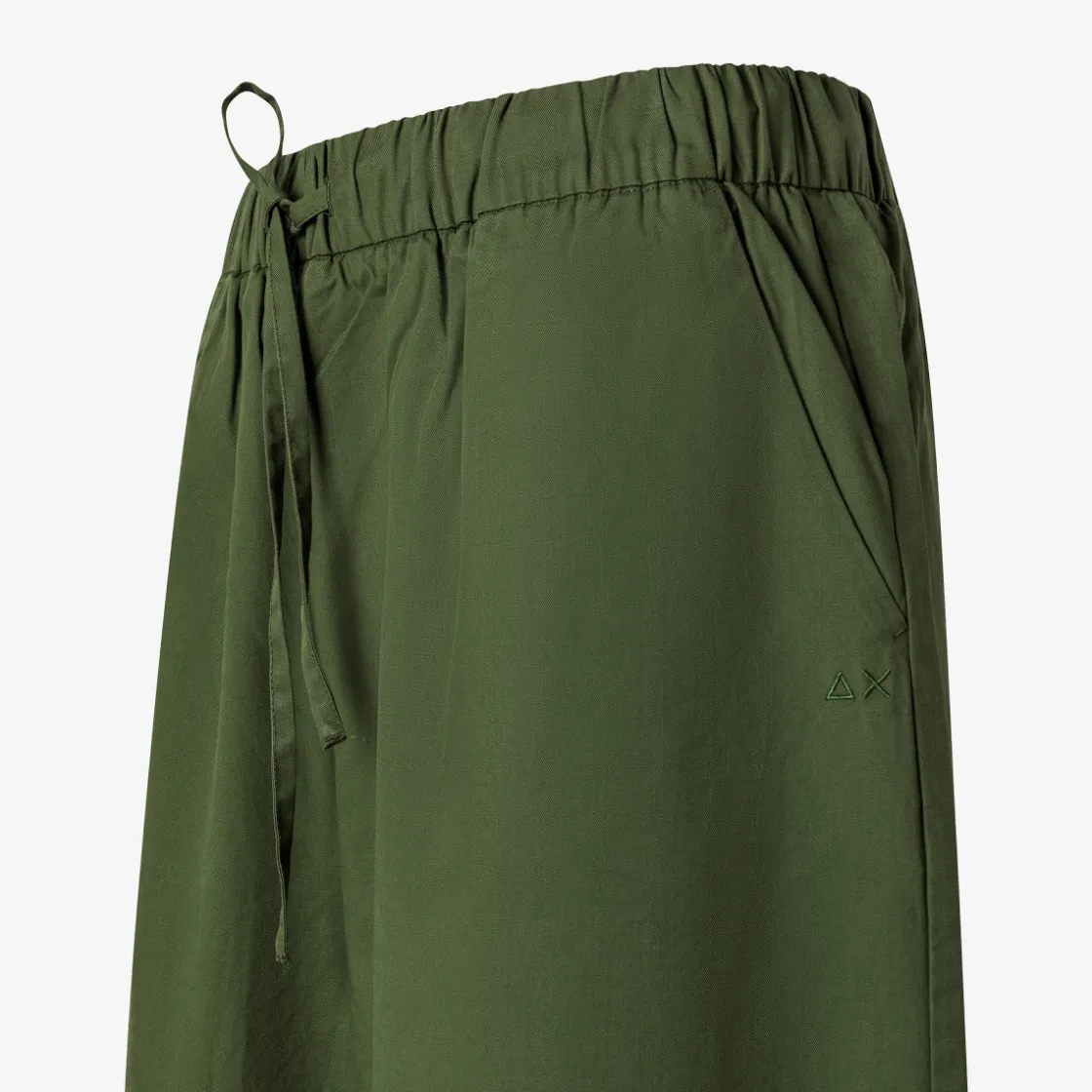 New Pantaloni in cotone verde scuro con coulisse Donna Pantaloni