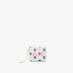 New Pochette in cotone a pois avio scuro e bianco Donna Borse|Accessori