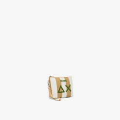 Hot Pochette in cotone a pois beige e bianchi Donna Borse|Accessori