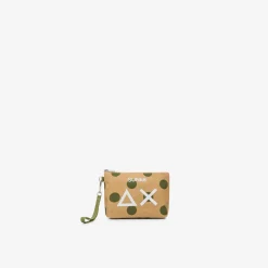 Online Pochette in cotone a pois beige e verde scuro Donna Borse|Accessori