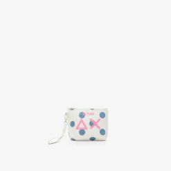 Hot Pochette in cotone a pois bianchi panna e avio scuro Donna Borse|Accessori