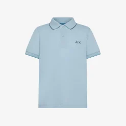 Outlet Polo azzurra con riga a contrasto Bambino Polo