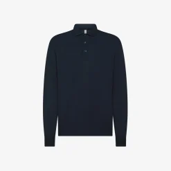 Hot Polo blu navy a maniche lunghe Uomo Polo
