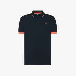 Hot Polo blu navy con logo fluo Uomo Polo