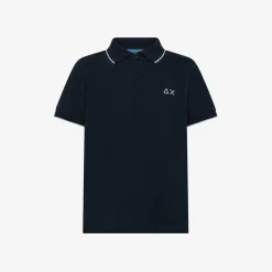 Fashion Polo blu navy con riga a contrasto Bambino Polo