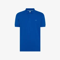 Fashion Polo blu royal con logo ricamato Uomo Polo