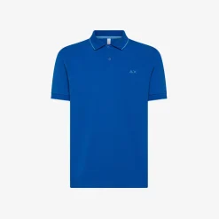 Outlet Polo blu royal con riga a contrasto Uomo Polo