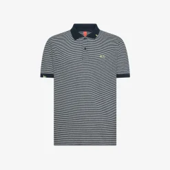 Sale Polo in lino e cotone a righe blu navy e bianco panna Uomo Beachwear Uomo
