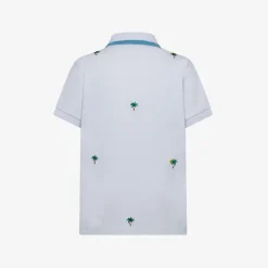 New Polo in piquet con ricami bianca Bambino Polo