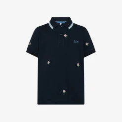 Clearance Polo in piquet con ricami blu navy Bambino Polo