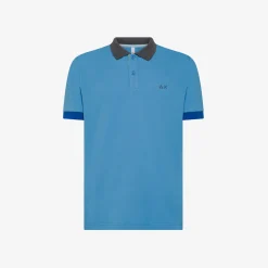 Outlet Polo in piquet di cotone avio Uomo Polo