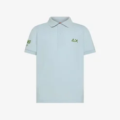 Online Polo in piquet di cotone azzurro Bambino Polo|Beachwear Bimbo