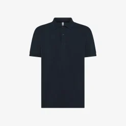New Polo in piquet di cotone blu navy Uomo Polo