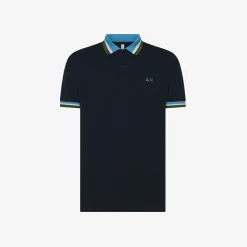 Hot Polo in piquet di cotone blu navy Uomo Polo