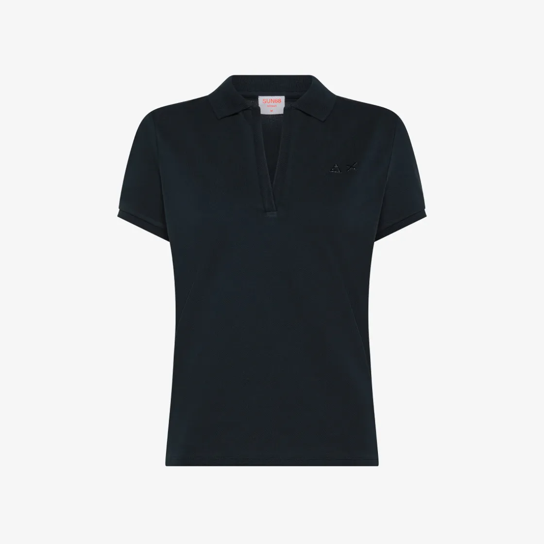 Sale Polo in piquet di cotone blu navy con logo in strass Donna Polo
