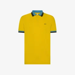 Sale Polo in piquet di cotone giallo Uomo Polo