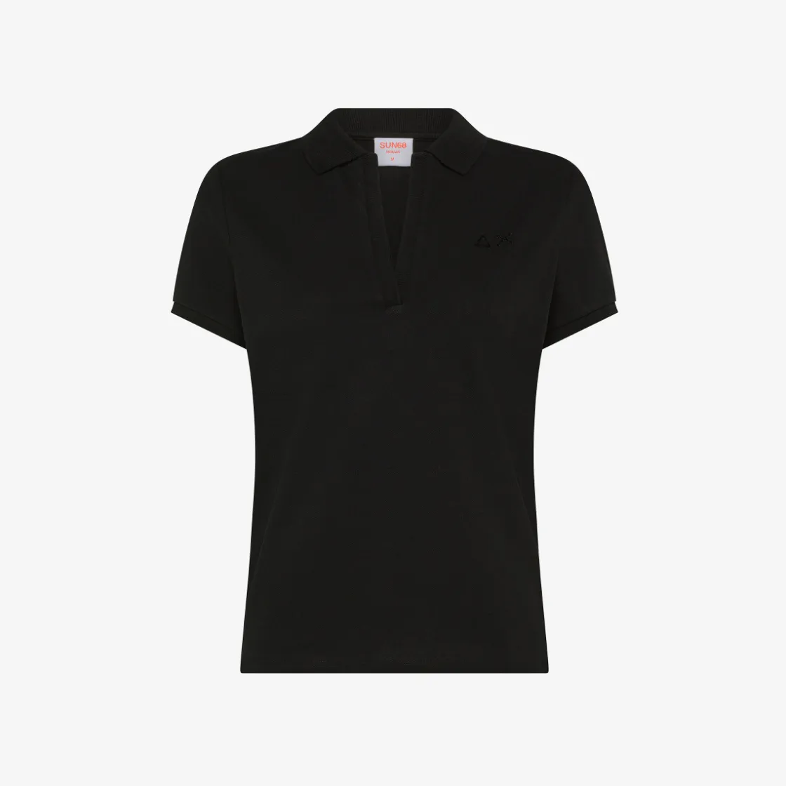 Sale Polo in piquet di cotone nero con logo in strass Donna Polo