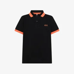 Discount Polo nera con logo fluo Bambino Polo