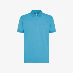 Hot Polo turchese con logo ricamato Uomo Polo