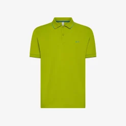Outlet Polo verde oliva con riga a contrasto Uomo Polo